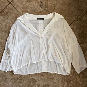 White crop mid sleeve top- size S